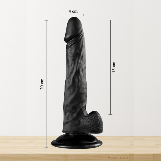 20 cm Gerçekçi Realistik Dildo Testisli Vanztuzlu Siyah Zenci Dildo 